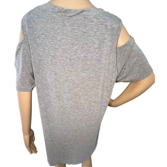 Belldini Short Sleeve V-Neck Blouse With Exposed Shoulder and Sequins - Picture 4 of 5